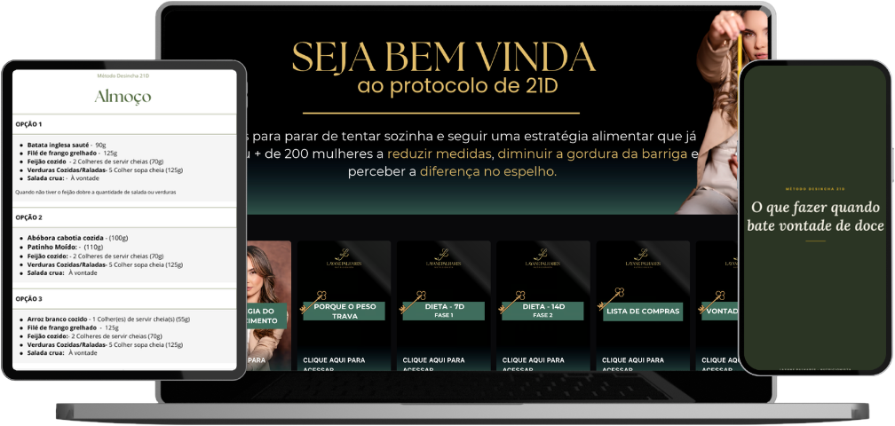 Plataforma do Método Seca 21D no notebook, tablet e celular